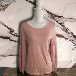 Coco and Carmen Celina Tiered Long Sleeve Crew Neck Pink‎